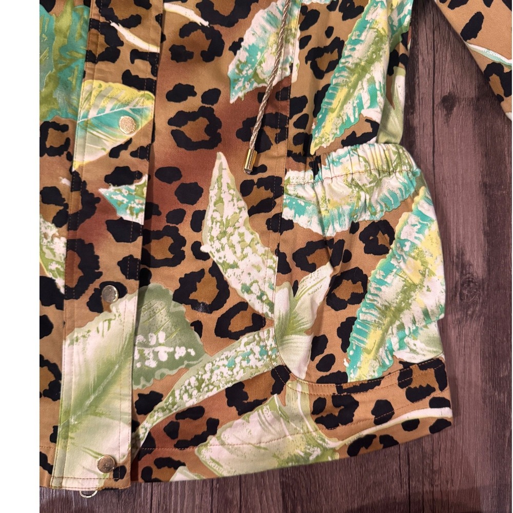Berek Tropical Leopard Print Utility Jacket Gold Hardware Mens Medium - Picture 6 of 16